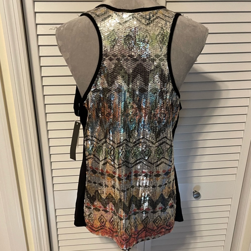Sequin Patterned Racerback Blouse - Multicolor - Picture 5 of 7